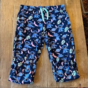 Disney Navy and Pink Stitch Pajama Pants Tall medium 8-10